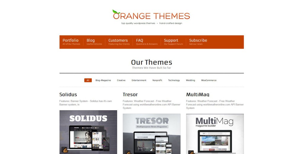 orange themes marketplace für premium wordpress themes